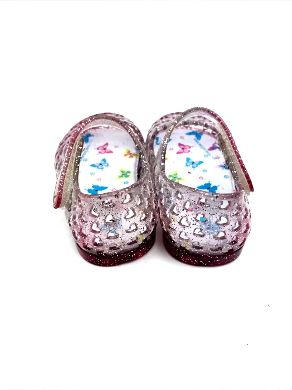 Wonder Nation Baby Sandals Size 2 Girls Jelly Shoes Adjustable Butterfly Rubber